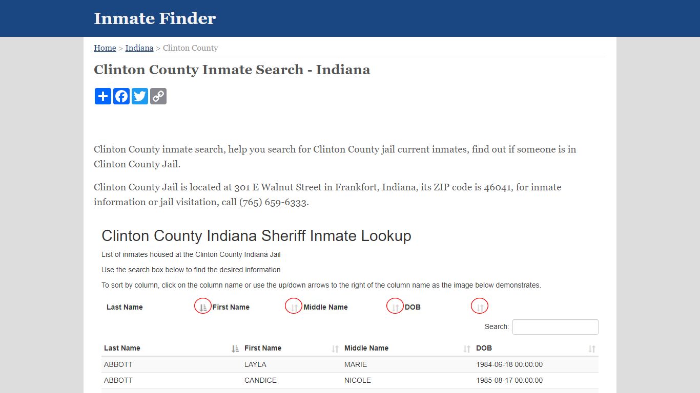 Clinton County Inmate Search - Indiana